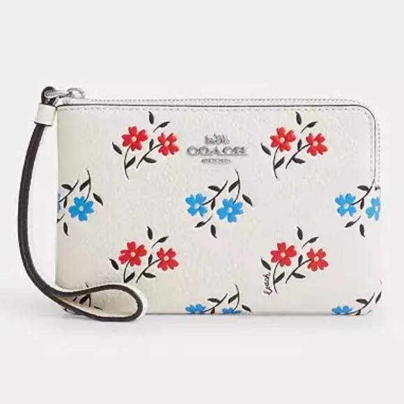 Coach Corner Zip Wristlet With Floral Print - Picture 1 of 5
